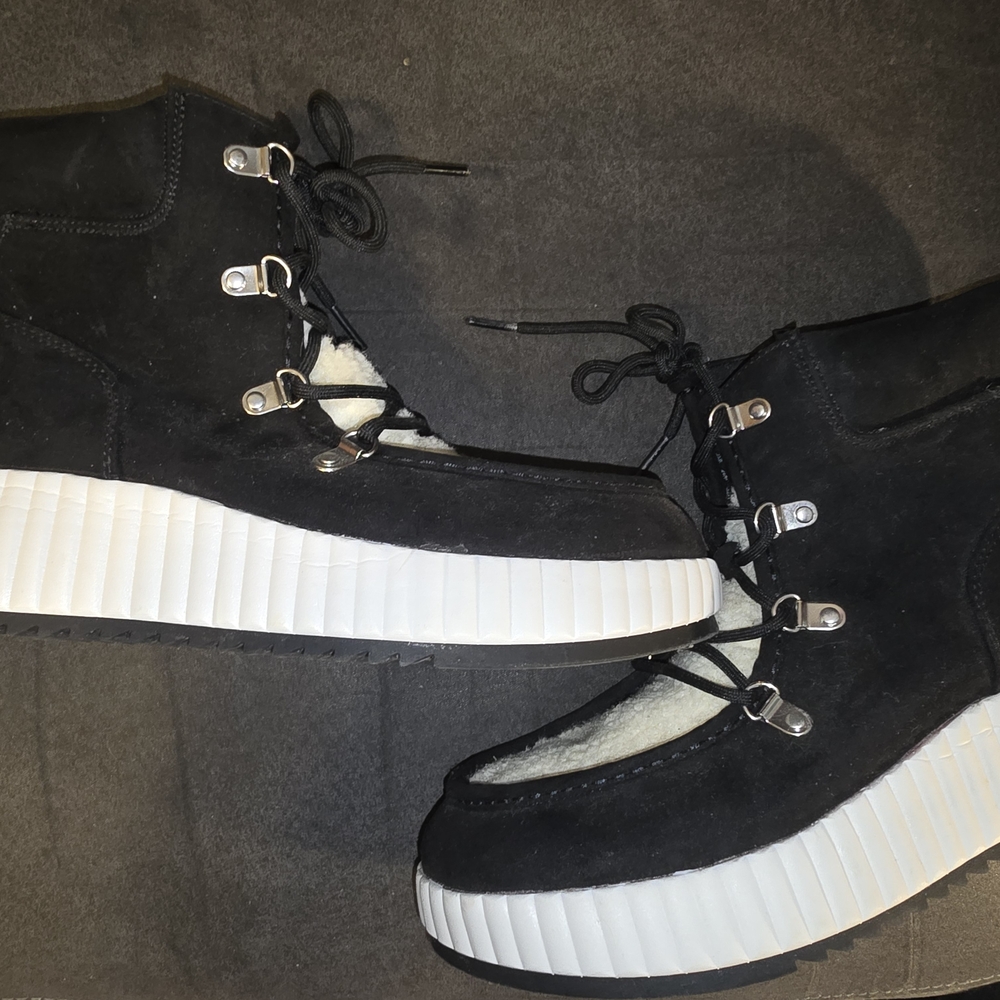 Black and White Platform Boots